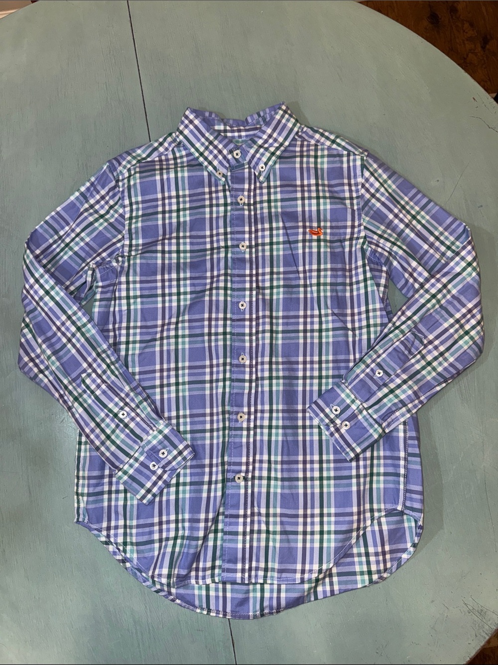 Men's Blue Plaid Button-Down Shirt